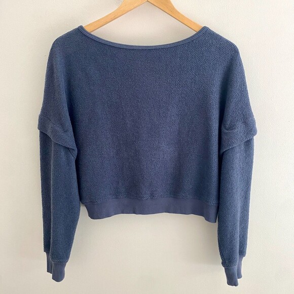 Urban Outfitters Tops - Urban Outfitters Out From Under Blue French Terry Open Back Shirt Women's Small
